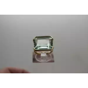 14k Yellow Gold LAB GREEN AMETHYST SOLITAIRE size 3.25