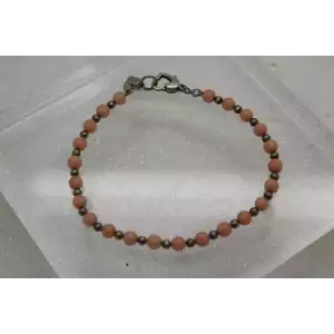 CAROLYN POLLACK .925 Sterling Silver ANGEL SKIN CORAL beaded bracelet 7.5