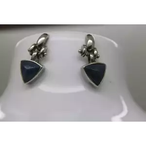 CAROLYN POLLACK RELIOS .925 Sterling Silver DENIM LAPIS Dangle Earrings