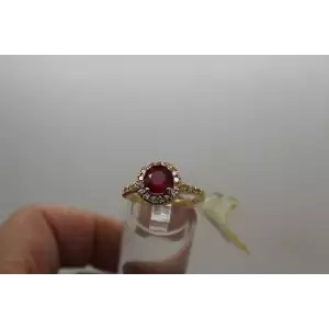 NWT R.G. over .925 S.S. 1.82ct RUBY & CZ HALO ring size 8.25