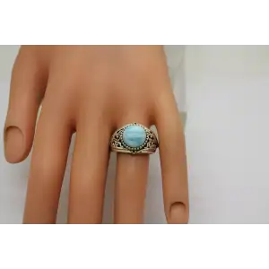 BBJ BANKOK RATNARAJ JEWELERS .925 S.S. BLUE LARIMAR ring size 8 #