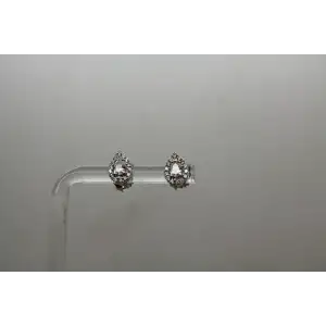 Signed 14k W.G. .50ctw DIAMOND HALO TEARDROP earrings