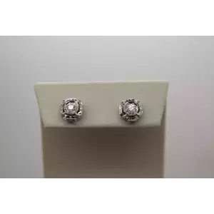 14k White Gold .40ctw DIAMOND HALO LOOK STUD STYLE earrings