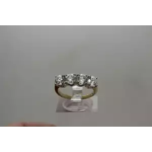 14k Yellow & White Gold 2.00ctw DIAMOMD 4 STONE BAND ring size 5.75 STUNNING