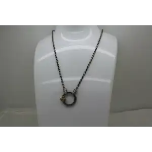 BARBARA BIXBY .925 18k Y.G. FLOWER CIRCLE CLASP ADJ ROPE necklace