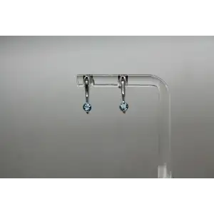 Signed STS 14k W.G. AQUAMARINE DROP earrings