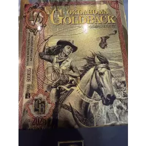 1/2 OKLAHOMA Goldback 1/2000th oz Aurum Gold Note (24k) 
