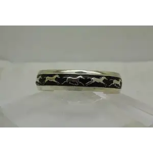 B. WEBB .925 S.S. & Black Enamel RUNNING HORSES CUFF bracelet