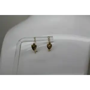 JCM JACMEL MAUTUIUS 14k Y.G. BRUSHED LASER CUT HEART DANGLES