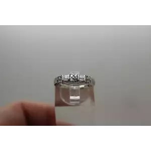 10k White Gold .12ctw Round & Baguette DIAMOND BAND ring size 5.5