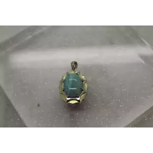 Two Tone .925 S.S. Oval Cut LARIMAR FANCY DESIGN pendant