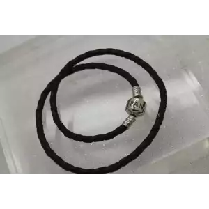 Authentic PANDORA ALE .925 S.S. DOUBLE BRAIDED BLACK LEATHER 13