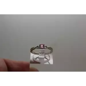 14k White Gold PINK TOPAZ & DIAMOND accent CROSSOVER BAND size 7