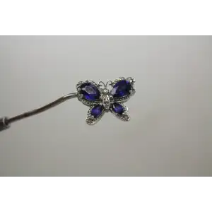 Signed ADL 10k W.G. BLUE SAPPHIRE & DIAMOND acc. BUTTERFLY pendant