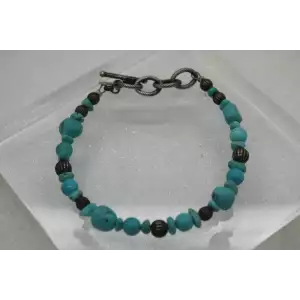 CAROLYN POLLACK .925 Sterling Silver TURQUOISE beaded bracelet