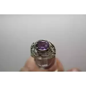 PZ OR PAZ ISRAEL .925 S.S. AMETHYST OPEN WORK RING size 9