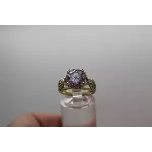 ROSS SIMONS gold over .925 S.S. LIGHT PURPLE CZ Dia. Acc. ring size 7