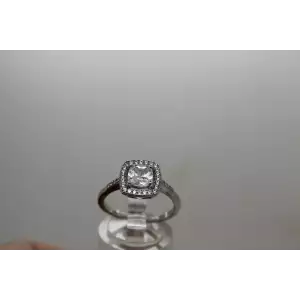 Signed IBB CN .925 S.S. CUBIC ZIRCONIA HALO ring size 8