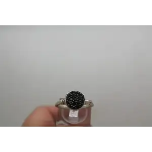 JOHN HARDY .925 S.S. BLACK SAPPHIRE CLUSTER BAMBOO ring size 7