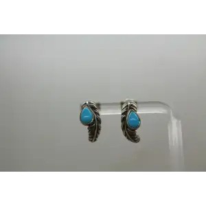 CAROLYN POLLACK RELIOS .925 S.S. TURQUOISE FEATHER HALF HOOPS