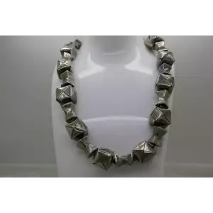 RARE DESIGNER .925 S.S. MODERNIST CUBIC BALL BEADED necklace 18