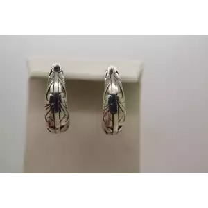 Signed JEZ JEZLAINE .925 Sterling Silver SCROLL DESIGN LARGE HOOP earrings