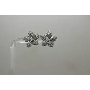 .925 S.S. PAVE CRYSTAL FLOWER DESIGN stud earrings #