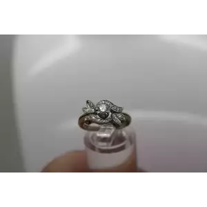 KEEPSAKE 14k W.G. .10 center PAVE DIAMOND WEDDING SET size 5.25