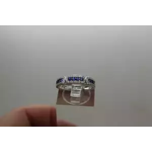 14k White Gold .66ctw DIAMOND & SAPPHIRE STACK BAND ring size 6.5