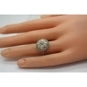 LAVISH by TJM .925 S.S. MARCASITE FLORAL DOME DESIGN ring size 6