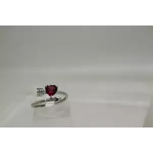 .925 S.S. LAB GROWN RUBY & DIAMOND accent ARROW HEART ring size 6.75