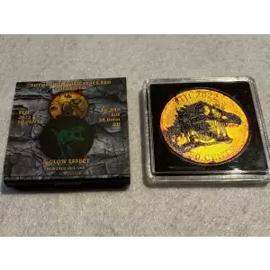 Fiji 2022 Colorized Rampage Edition 1 oz .999 Fine Silver 50c Cent Coin Jurassic World