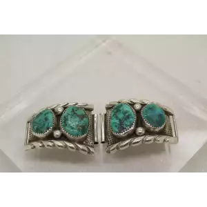GT GRIFFIN TSABETSAYE ZUNI .925 TURQUOISE WATCH BAND ENDS