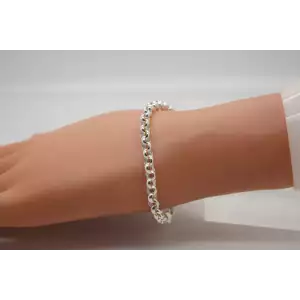 Signed A .925 Sterling Silver ROLO LINK bracelet 7