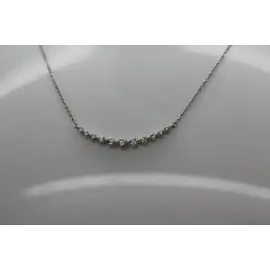 Signed 14k W.G. .33ctw DIAMOND ELEGANT CURVE DESIGN necklace 18