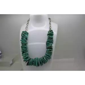 VTG. .925 Sterling Silver CHUNKY TURQUOISE NECKLACE 18