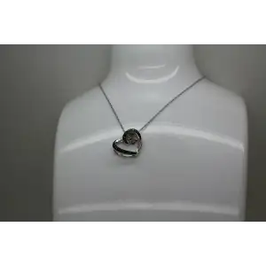 Signed .925 S.S. BLUE & WHITE DIAMOND Stone in Motion HEART necklace