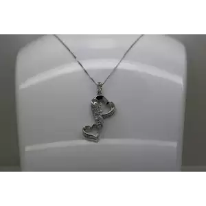 NWT .925 S.S. DIAMOND DOUBLE HEART INFINITY MOM necklace 18