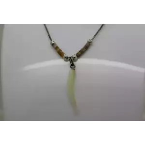 .925 S.S. LIQUID SILVER HEISHI SHELL MOP LUCKY HORN pend. necklace 15