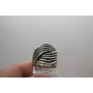 ISRAEL .925 Sterling Silver BRAIDED WIDE BAND ring size 6.75