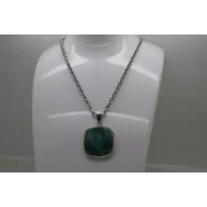 .925 S.S. SQUARE FACETED TURQUOISE COMPOSITE pend. necklace 20