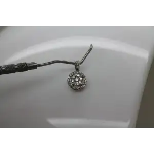 Signed 14k White Gold .33ctw DIAMOND DOUBLE HALO pendant