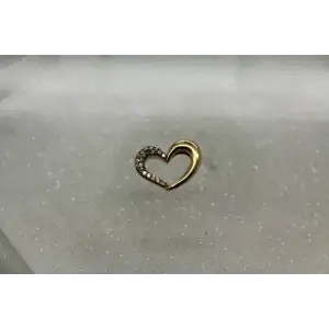 Signed 10k Y.G. .20ctw DIAMOND OPEN HEART DESIGN pendant