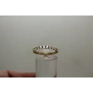 Signed SW 14k Y.G. CUBIC ZIRCONIA ETERNITY BAND size 8