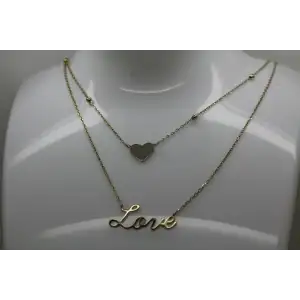 .925 S.S. Vermeil LOVE HEART THEME TWO STRAND necklace 18