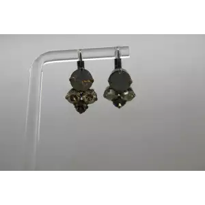 SABIKA Silvertone GEMSTONE & CRYSTAL CLUSTER earrings