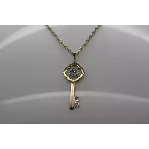 HENG NGAI HN gold over .925 S.S. DIAMOND SKELETON KEY necklace 18