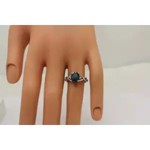 .925 S.S. LONDON BLUE TOPAZ SOLITAIRE w/ acc. ring size 6.5