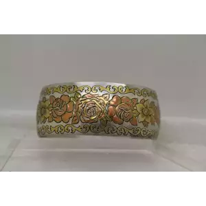 Vintage Silver Tone REED & BARTON DAMASCENE ROSE PATERN CUFF 7