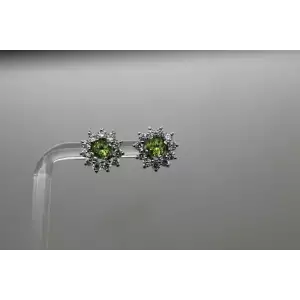 Signed .925 S.S. PERIDOT & CZ INTERCHANGEABLE FLOWER DESIGN studs